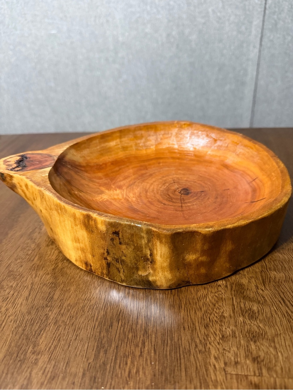 Handcrafted Natural Wood Serving Bowl - Honey Brown